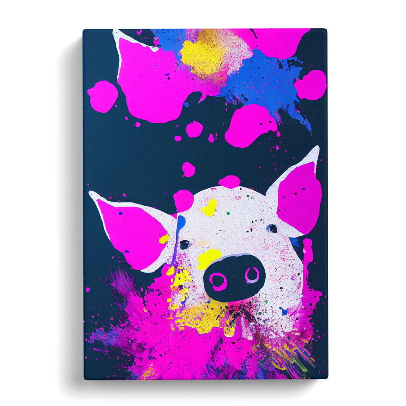 Barrview Pig Splatter Style - Wrapped Canvas, 76cm H x 50cm W x 3cm D