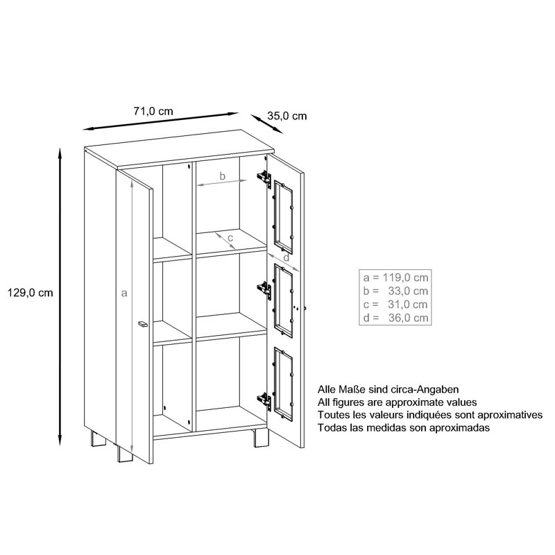 Mccombs Curio Cabinet, With, Sawn Oak/White