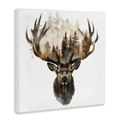  Art mural sur toile Deer Forest Silhouette par LSR Design Studio