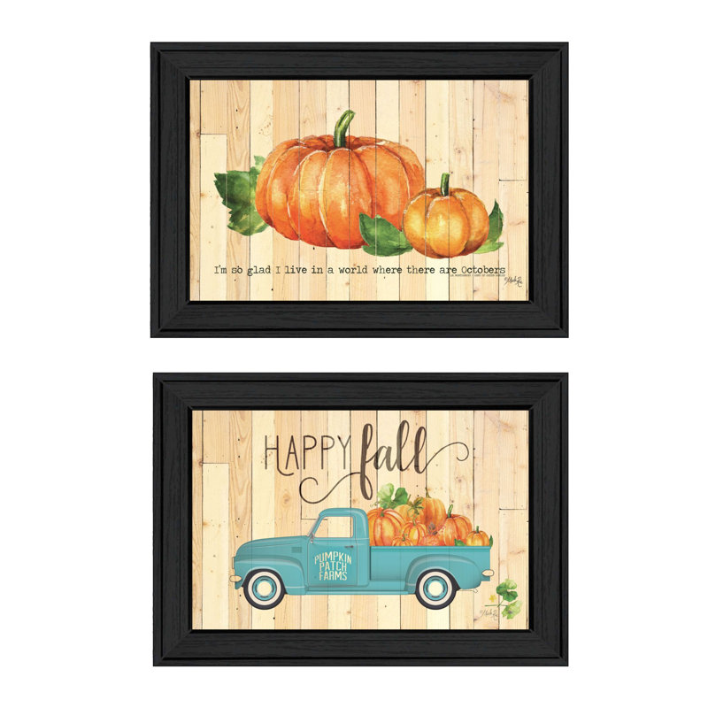 «Happy Fall-August Pumpkins» par August Grove®, art mural encadré pour le salon, reproduction d'art mural pour la maison, art mural de chambre à coucher par Marla Rea