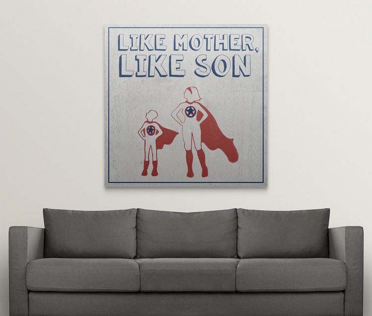 « ii », art textuel dépilé Little Hero, H 35 po x l 35 po x P 1,5 po, Toile