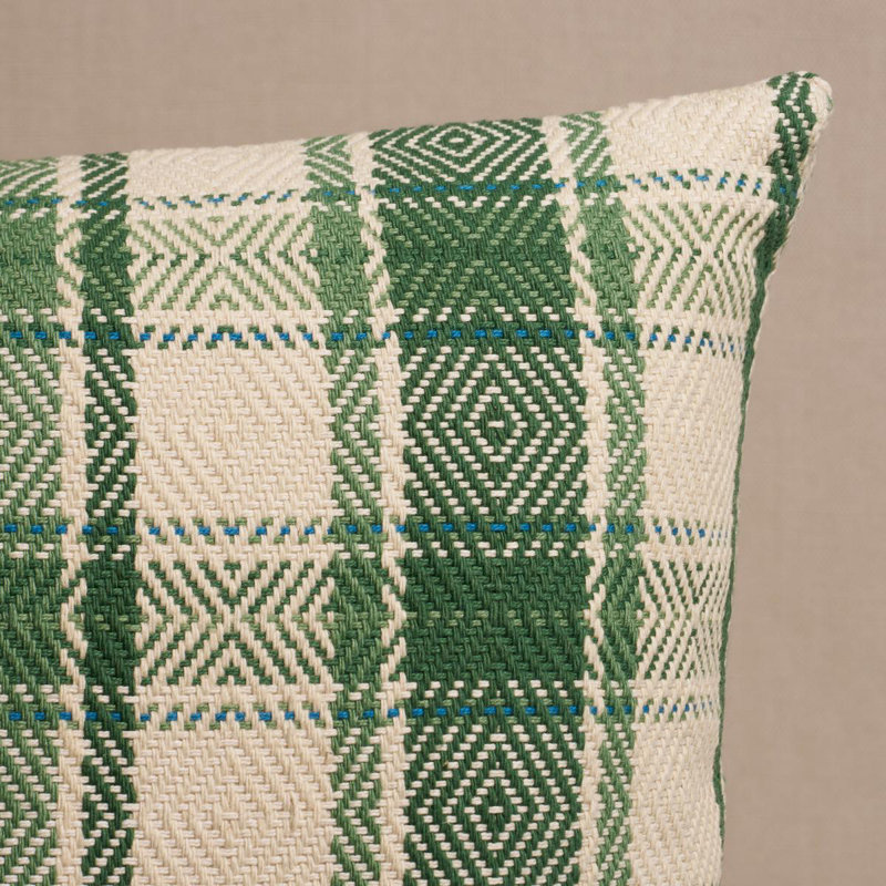 Heidi Checkered Cotton Reversible Throw Pillow, Green, Square 22"