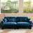 93.7" W Large Size Modern 2-Seater Cloud Sofa Velvet Upholstery Loveseat With Bolstered Armrests 2 Waist Pillows & 2 Throw Pillows-1713717428