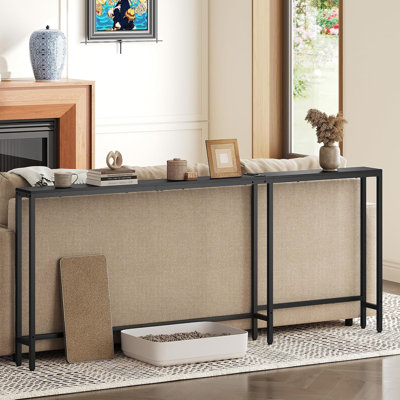 L-Shaped Console Table With Built-In Power Strip, USB Ports, And Flexible Assembly Options For Living Room, Hallway, Or Behind Sofa