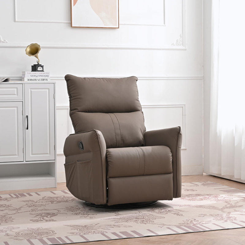 Fauteuil inclinable et pivotant en similicuir Idal, Similicuir brun