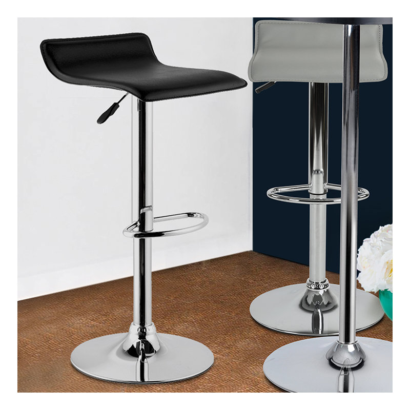 Etheredge Swivel Upholstered Adjustable Height Counter Stool with Metal Frame, Black