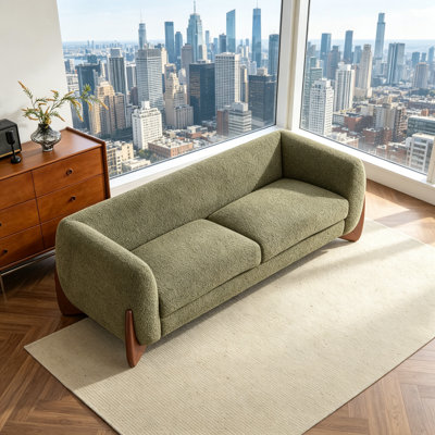 82Inches Boucle Sherpa Sofa -Olive green