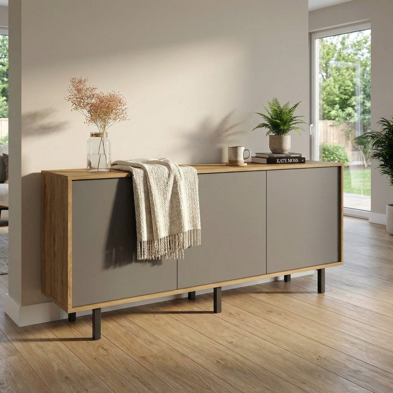 Buffet 66,1 po Bakki, Chêne / gris