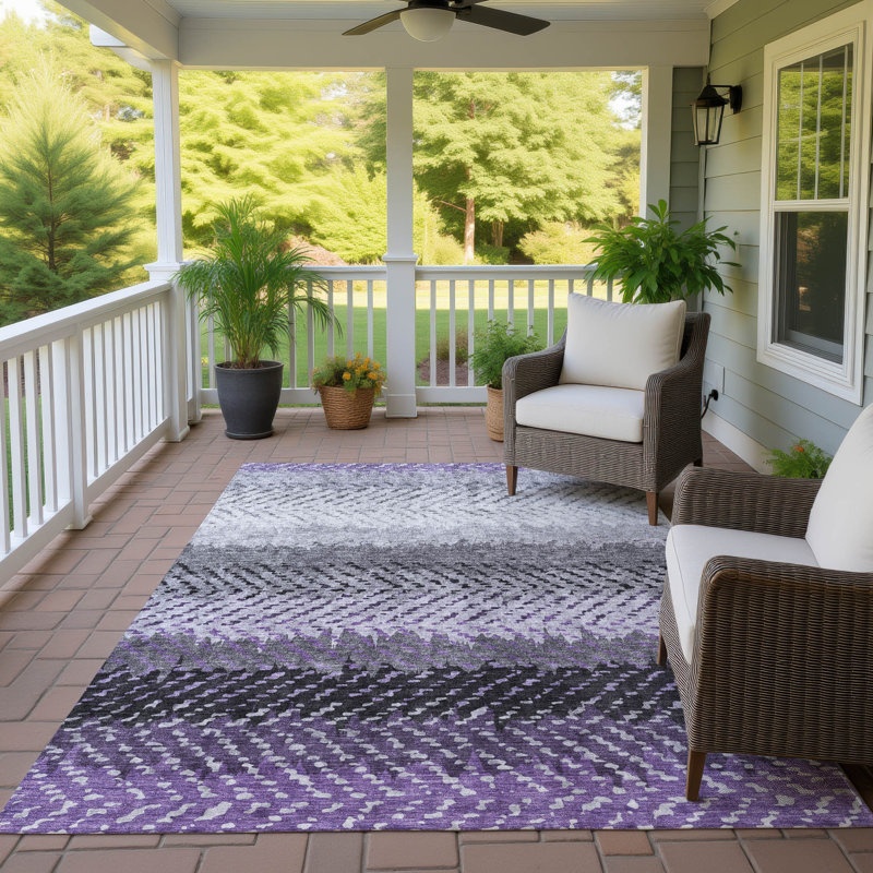 Machine Washable Indoor/Outdoor Chantille ACN2740 Striped Rug, 3' x 5', Plum