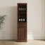 Armoire à vin modulaire de couleur brun noyer avec tablettes de rangement et huche pour salle à manger