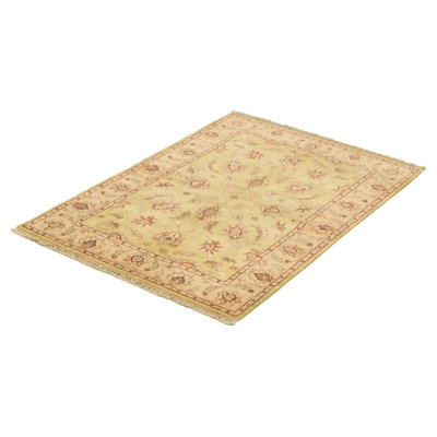 Tapis zone en laine brun/ivoire 4 pi x 6 po main one-of-kind-noué la 2010 chobi Bolesworth