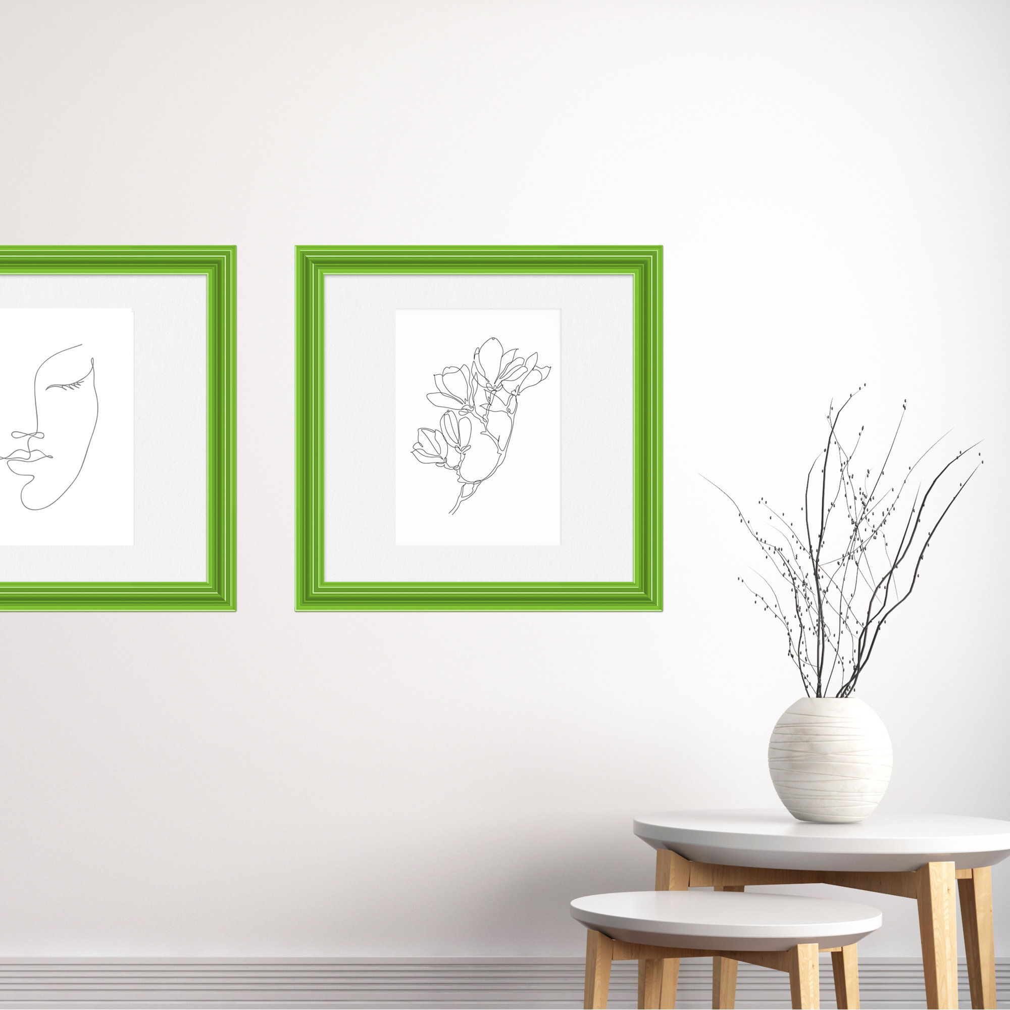 Lilli Wood Beveled Picture Frame with Mat, 20" x 30", 24" x 30", Green