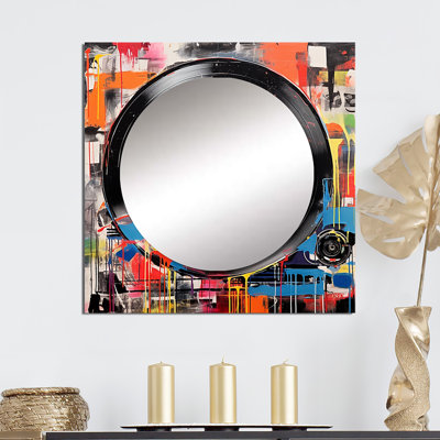 Avanita - Colorful Retro Vinyl III Music Large Square Mirror Wall Decor For Bedroom