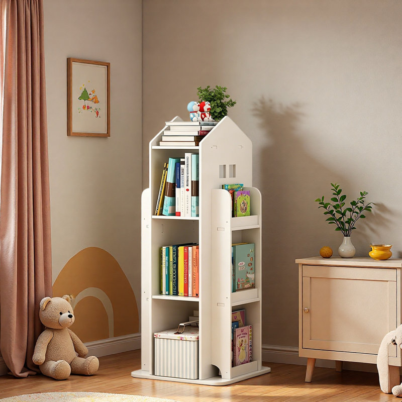 4-Tier Rotating Bookshelf, WHITE