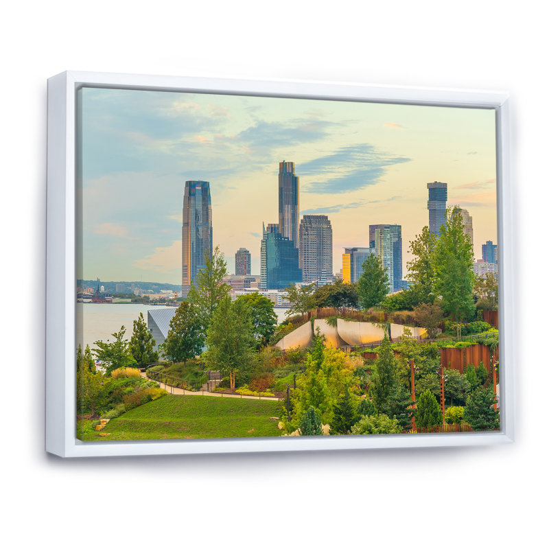 Park in Manhattan - Décoration murale paysages urbains, H 34 po x l 44 po x P 1,5 po, Cadre flottant blanc