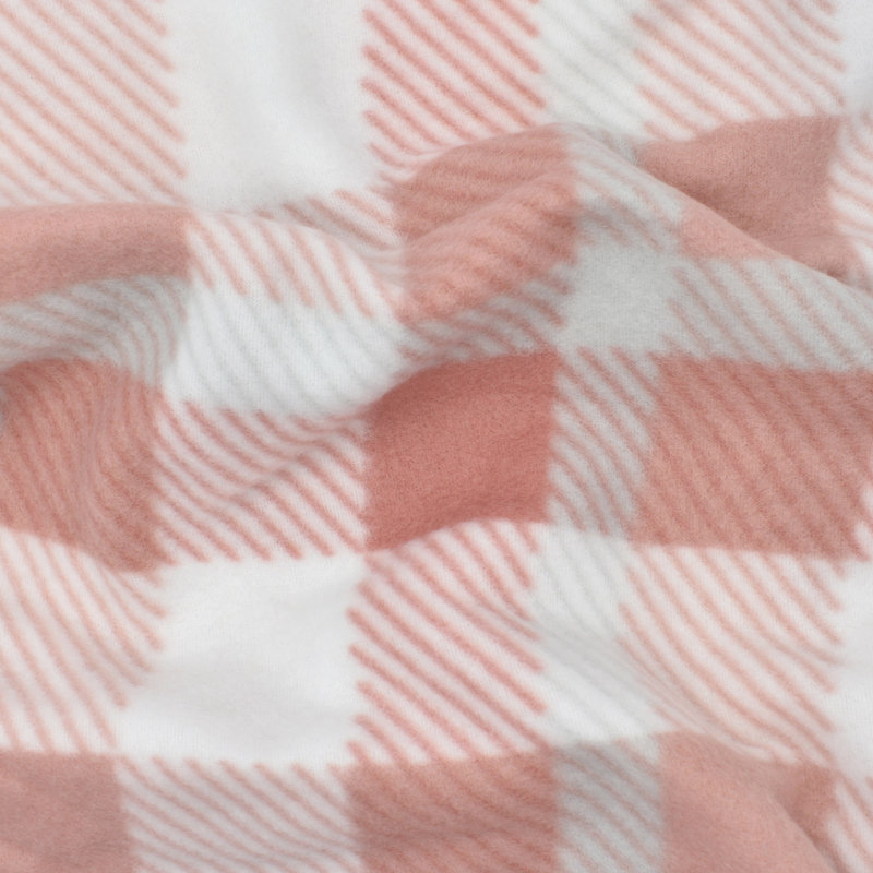 Anerinda Soft Plush Classi Check Blanket Throw, Blush Pink