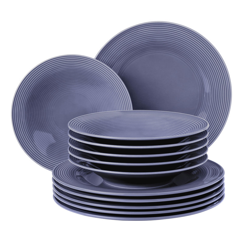 Beat 12 Piece Dinnerware Set, Service for 6, Blue