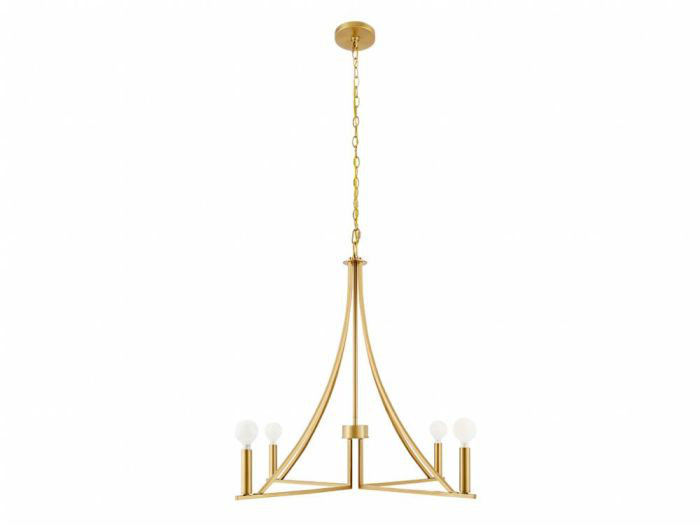 Lustre 4 lumières Meridian en laiton naturel, Laiton naturel, E12/candélabre, Non