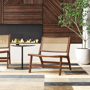 Calden Solid Wood and Rattan Accent Chair