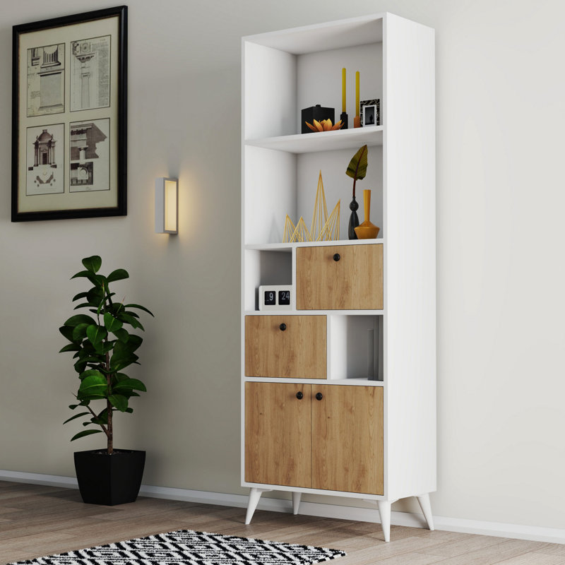 Bibliothèque standard H 76,8 "x l 27,2", Blanc/chêne