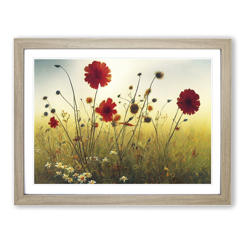 Great Wildflowers Floral 1 Piece Single Picture Frame Painting, 34cm H x 46cm W x 2cm D, Oak