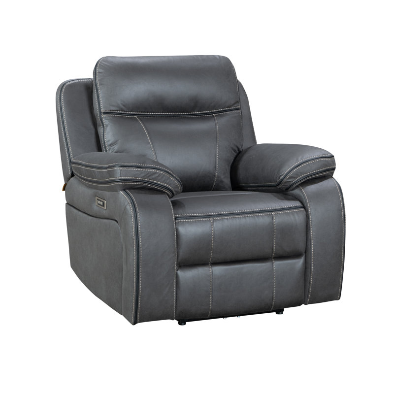 Madrid Power Recliner Armchair with USB Charging - Dark Grey, 103" H x 101" W x 101" D