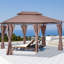 Pavillon de jardin en acier 10 pi x 13 pi, kaki, pour la construction d'extérieur kaki pour l'extérieur et la terrasse, pelouse