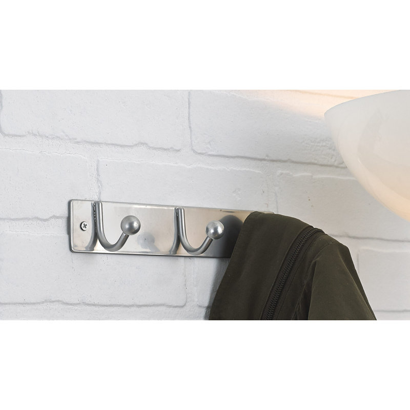 Utility Wall Mounted Coat Rack, Brushed Aluminum