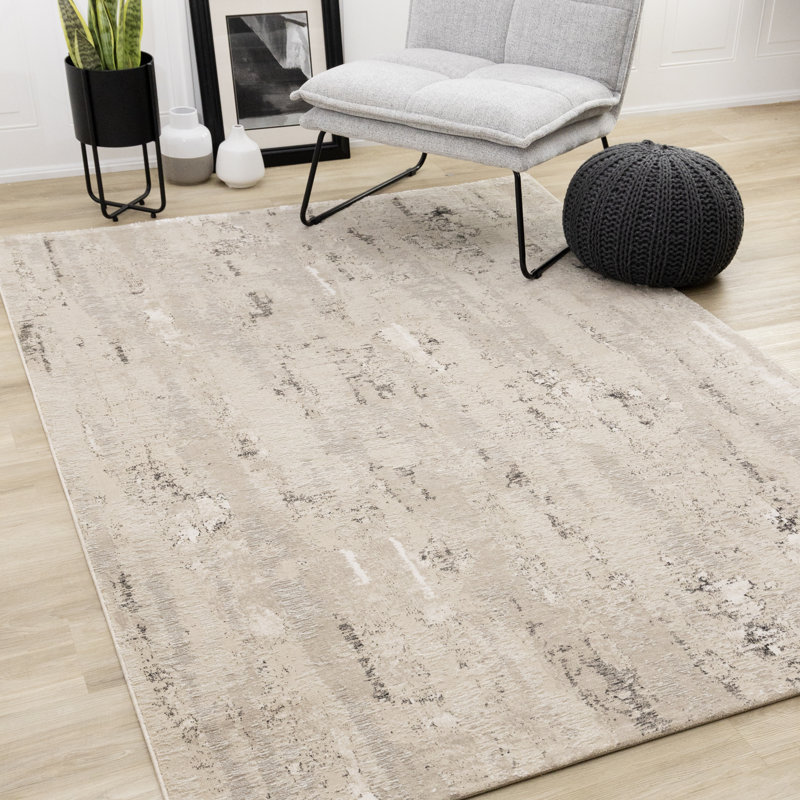 Tapis beige à motif abstrait Daiji, Rectangle 5 pi 3 po x 7 pi 7 po