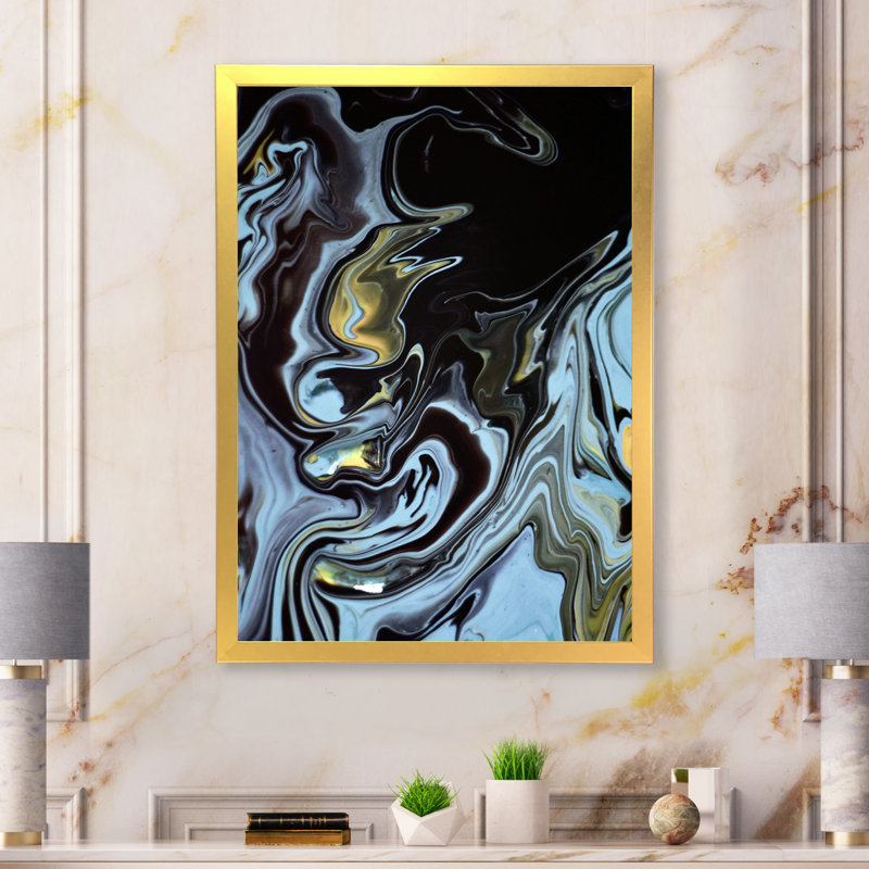 «Colorful Colorful Mixed Abstract Fluide», art mural moderne sur toile, H 20 po x l 12 po x P 1 po, Encadrement doré