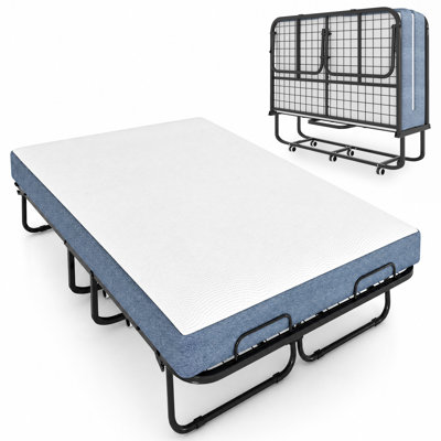75" Full-Size Foldable Guest Bed – Memory Foam Mattress, 450LBS Capacity, Rolls Away