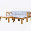 Ensemble de conversation modulaire d'extérieur en bois pour patio 5 pièces avec coussins, finition naturelle et coussins gris