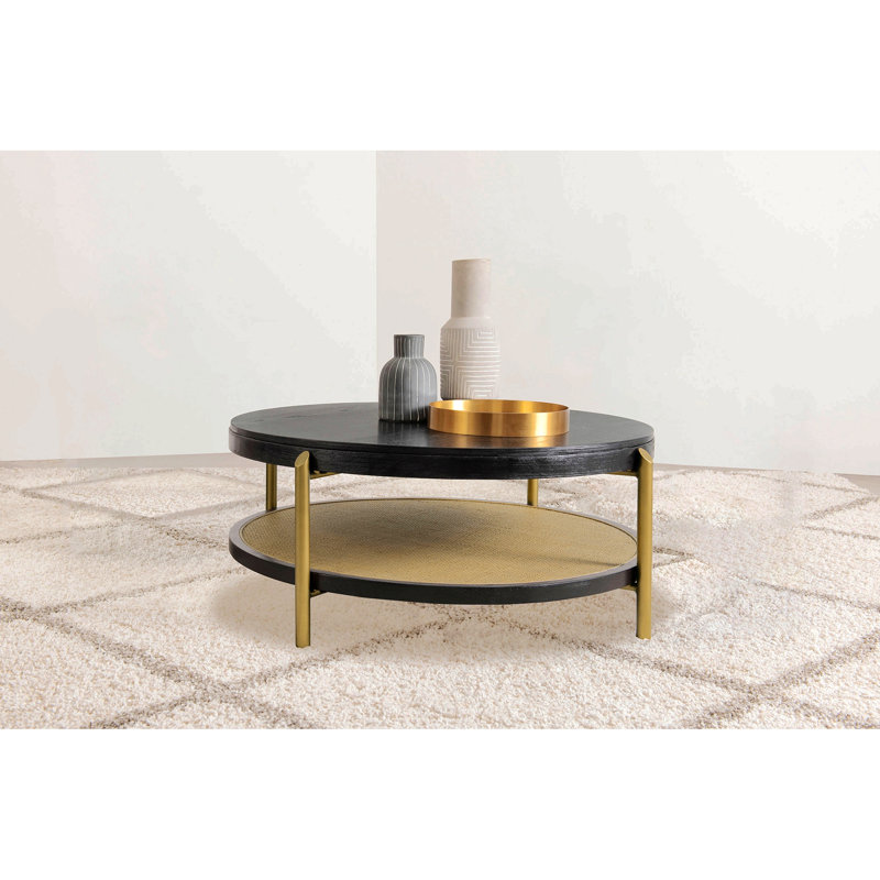 Table basse ronde avec tablette de rangement