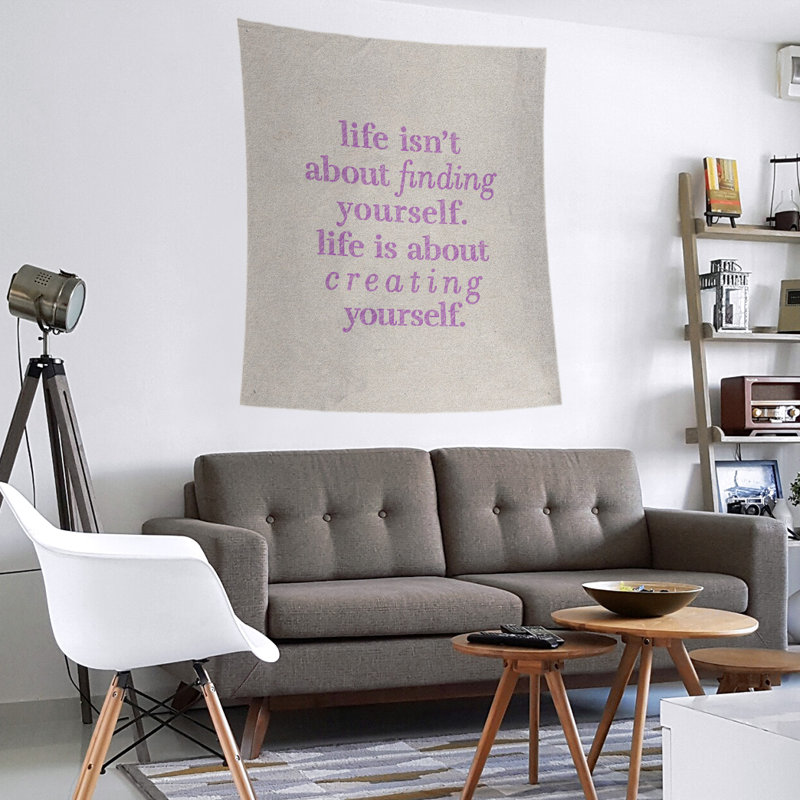 Tapisserie en polyester à créer vous-même quote, H 60 po x l 51 po, Blanc / violet