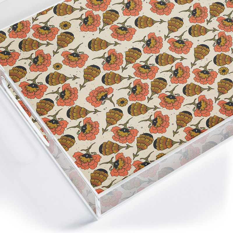 Plateau en acrylique Cassidy Rae Marietta, Floral, Beige/Orange