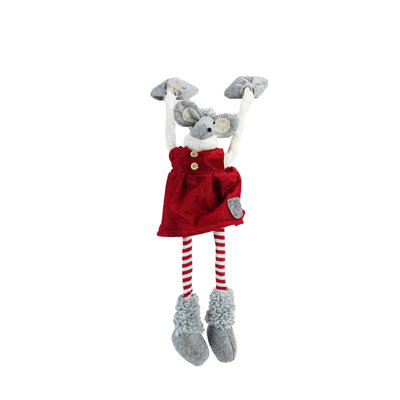Décoration de Noël manteau de Noël 20 po rouge et gris Merry Mouse