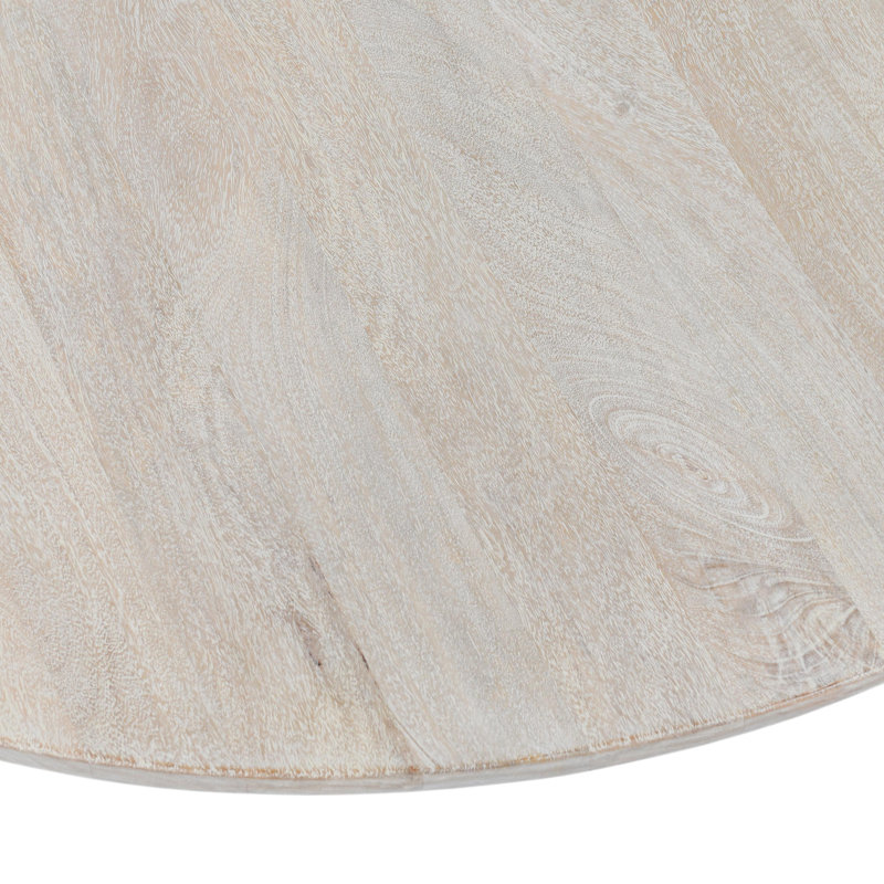Hera Round Solid Wood Dining Table, White Washed