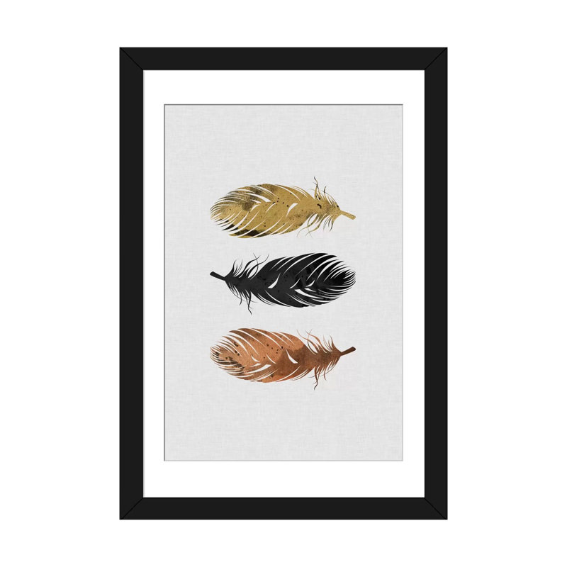 «Feathers», impression sur toile, Papier d'art encadré noir, Blanc, H 24 po x l 16 po x P 1 po