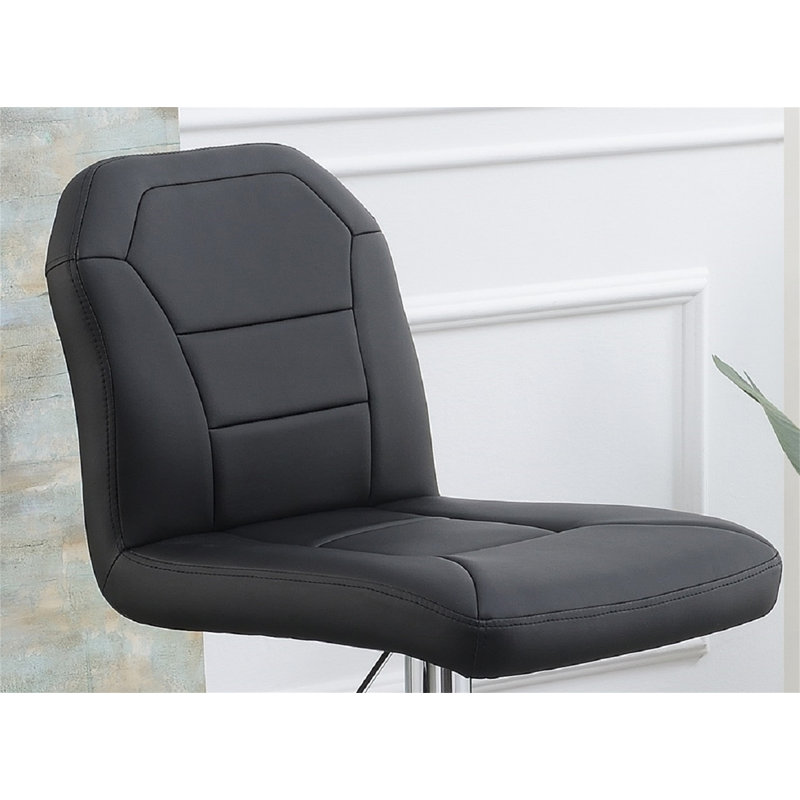 Ensemble de 2 chaises / tabourets de bar réglables avec base en chrome, Noir, noir, noir, noir