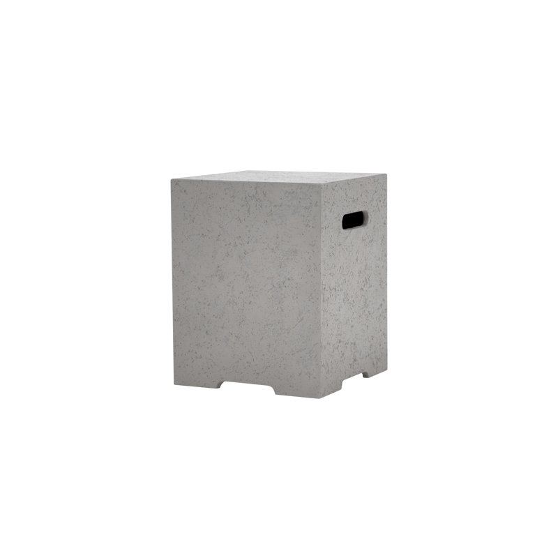 AMS Fireplace 16" Square Travertine Concrete Propane Tank Cover, Light Grey