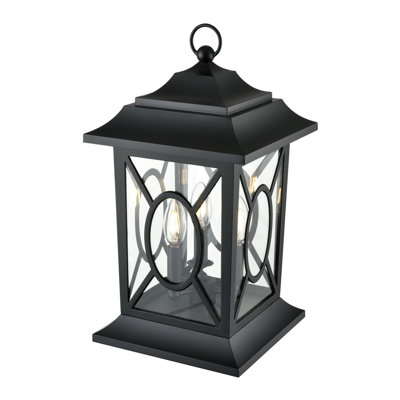 Winston Porter Umbert 3 Light Outdoor Post Lantern in Powder Coated Black