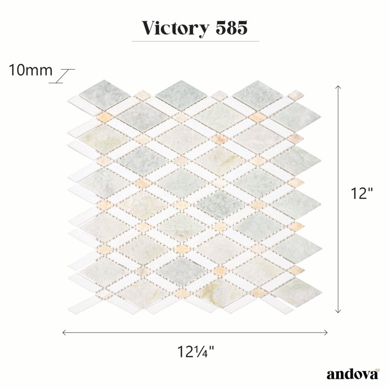 Victory 2" x 3" Marble Diamond Novelty Mosaic Wall & Floor Tile, Success