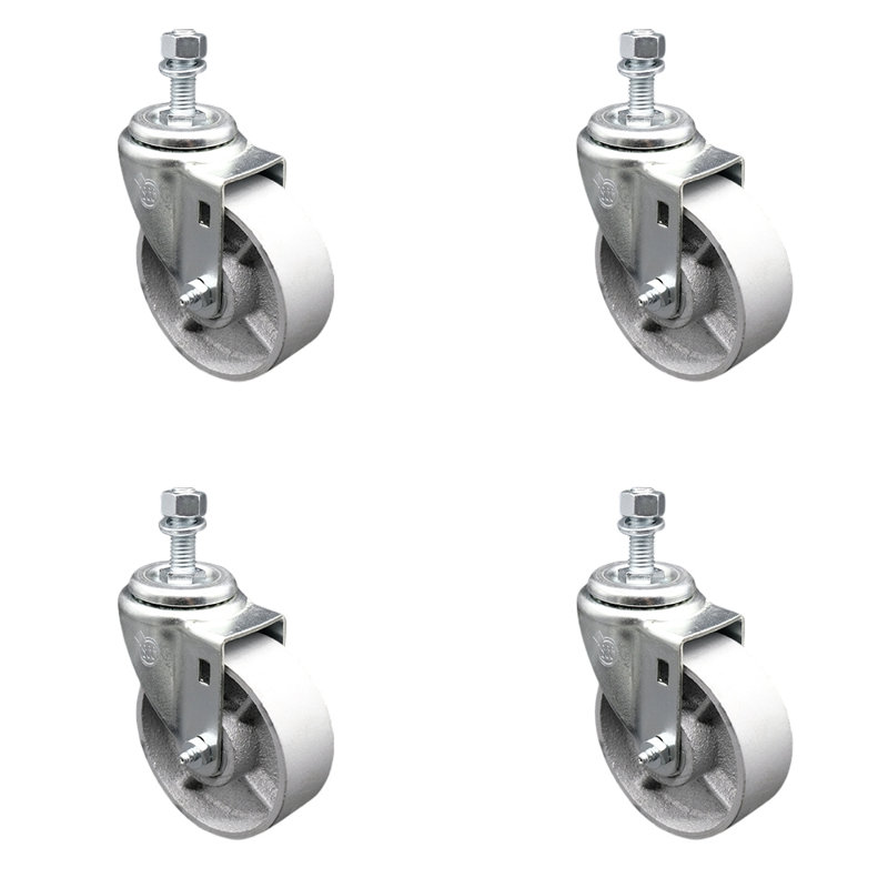 Steel ½ Inch Threaded Stem Caster Set 2 Brakes SCC