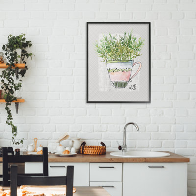 Dill Herb Mug Framed Giclee, design by Livi Finn