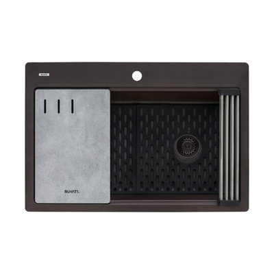 Ruvati 33-inch Granite Composite Quartz Workstation Drop-in Topmount Kitchen Sink Espresso Brown -