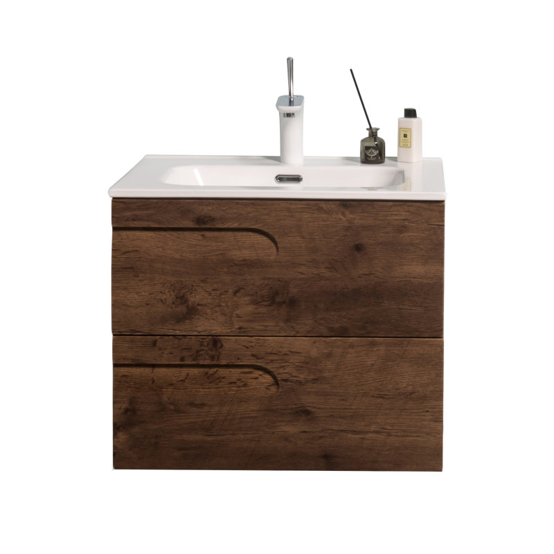 Alberthe 24" Wall-Mounted Single Bathroom Vanity Set, Rosewood