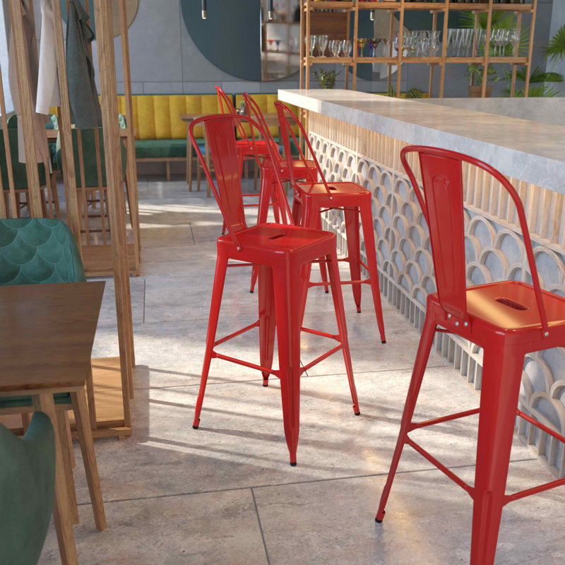 Tabouret de bar Iddings, Rouge lustré, 1, Tabouret de bar (siège d'une hauteur de 30 po)