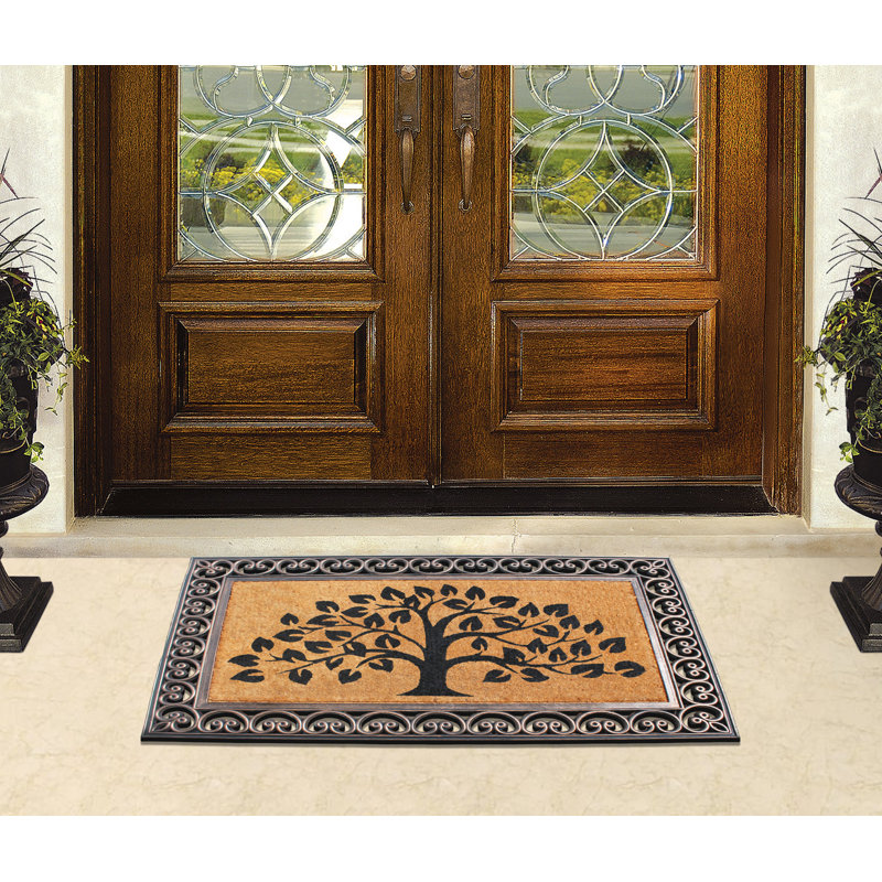 Shorewood Natural Coir & Rubber ‘Welcome Tree’ Door Mat – 30" x 48", Thick, Durable, Heavy-Duty Outdoor Front Porch Rug, Bronze