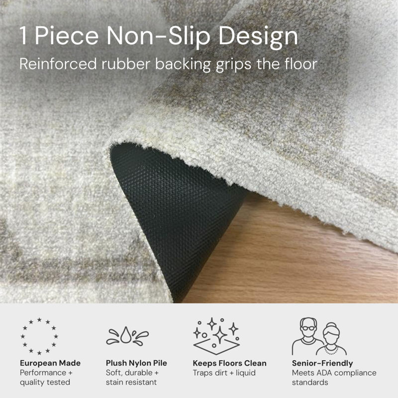 Arthur Diamonds Neutral Standard 2x3 Washable Rug, 24" W x 36" L