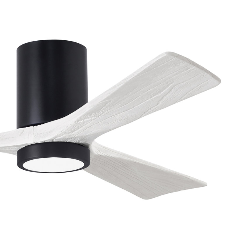 Olivier à 3 pales DEL standard avec ventilateur de plafond et ensemble d'éclairage inclus, Noir mat, Blanc mat, 52"